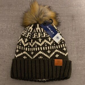 Ariat Knit Beanie with Faux Fur Pom